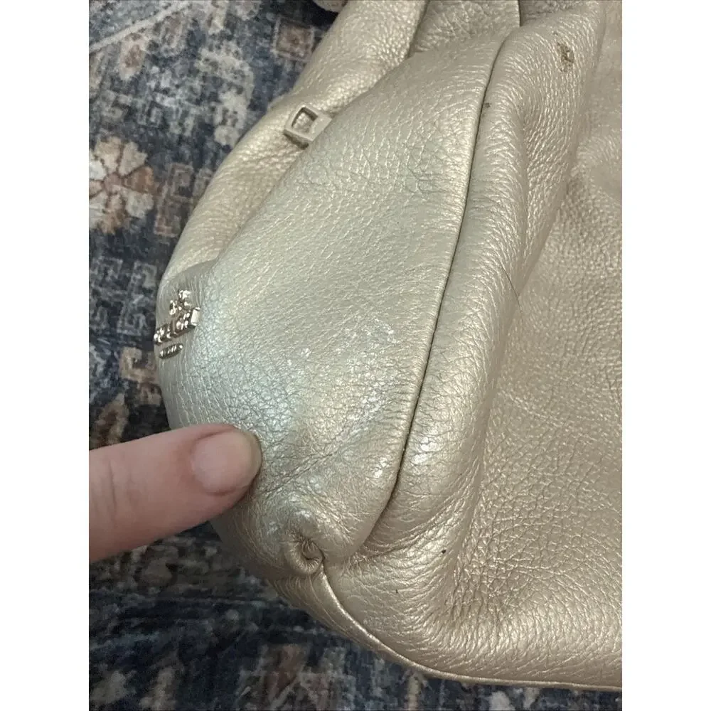 Coach Madison Phoebe Gold Tan Leather 3 Compartments Shoulder Bag‎